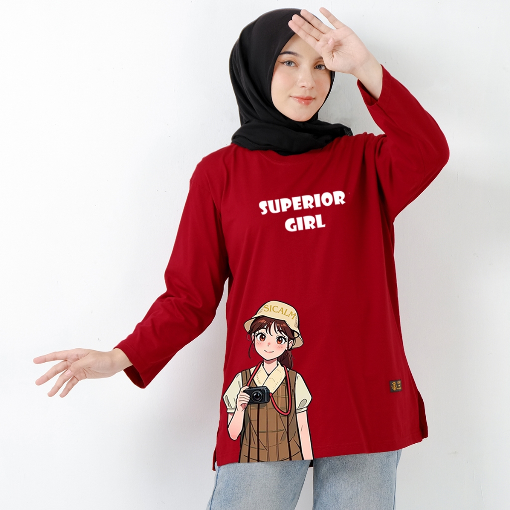 kaus oversize wanita longsleeve jumbo kaos oversize tebal kaos wanita oversize lengan panjang murah