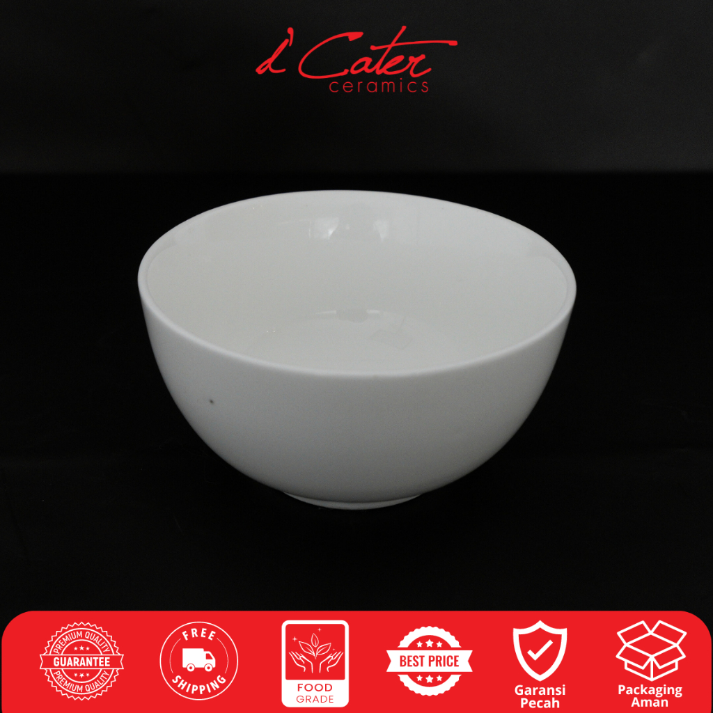Mangkok Keramik K34C Diameter 10,2 cm Mangkok Kecil untuk Sop Dessert Snack Mangkok Keramik Putih Po