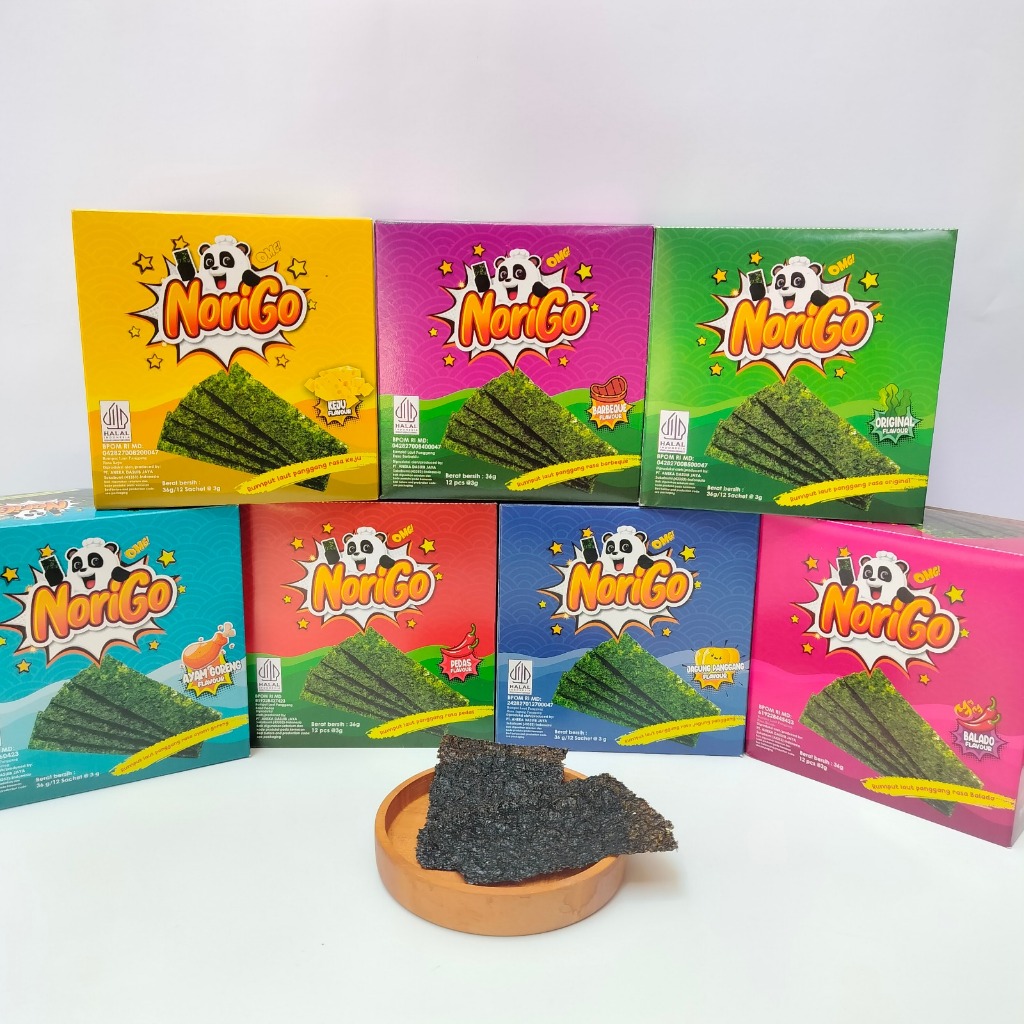 

Norigo – Nori Snack Seaweed Rumput Laut ( 1 Box = 12 sachet )