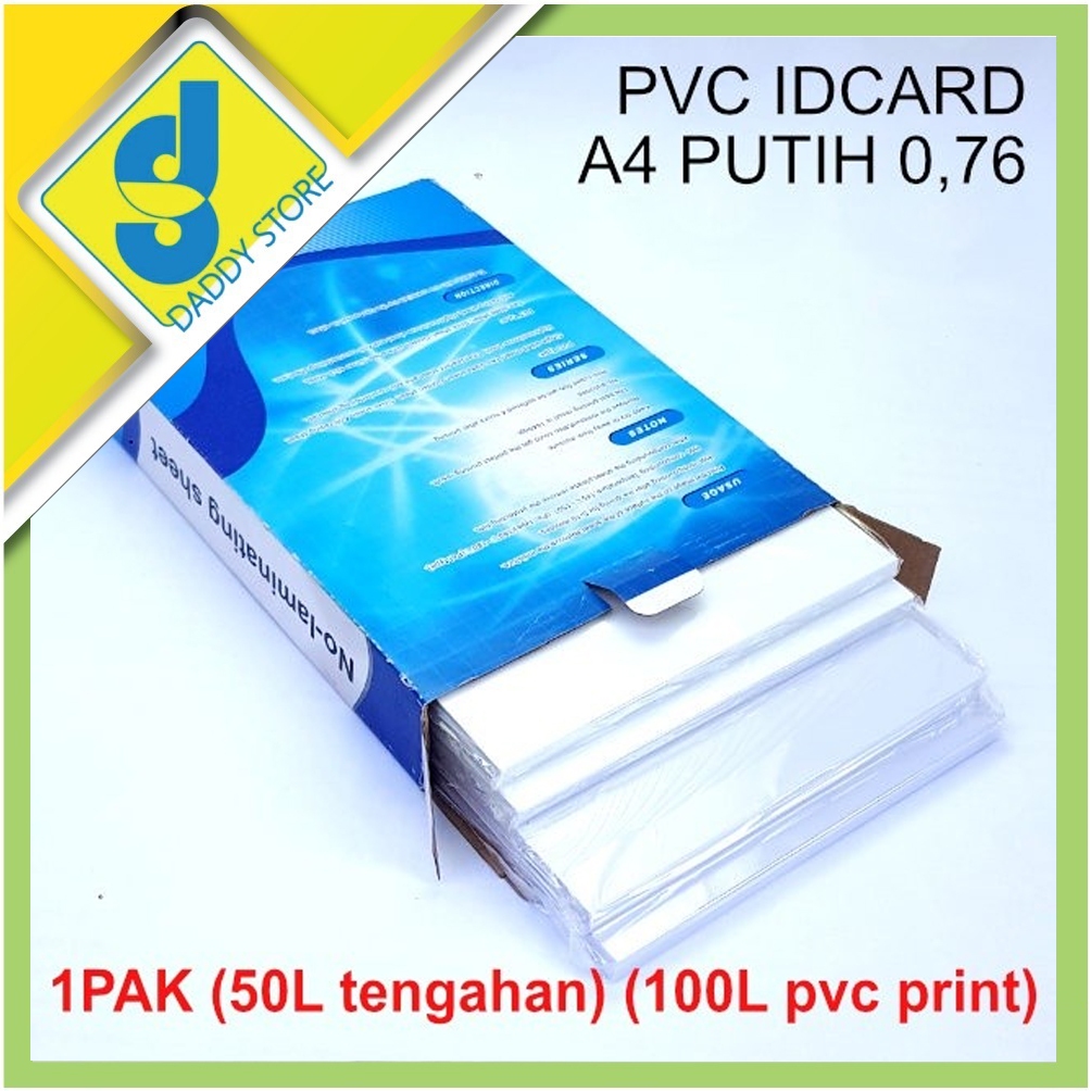 

Kertas PVC ID Card A4 instan 0.76 mm Putih - 50 Set