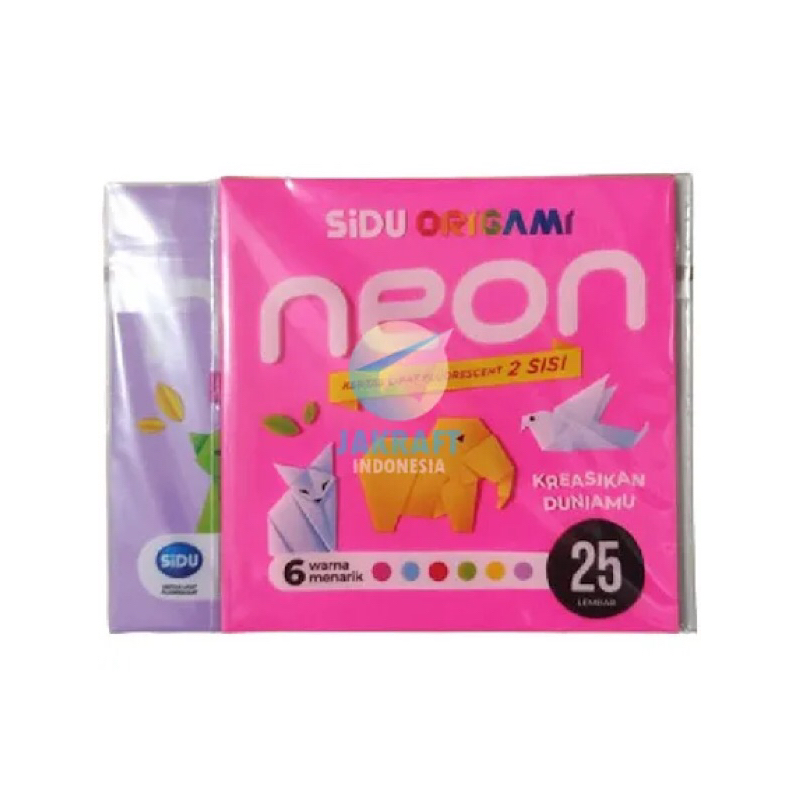 

1 PAK ISI 25 LEMBAR SIDU - ORIGAMI / KERTAS LIPAT FLOURESCENT 2 SISI 20 CM X 20 CM