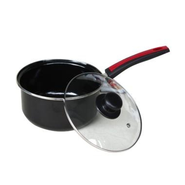 Panci Susu Enamel GSF G-4018 / Panci Tutup Kaca Enamel / Panci Enamel Tutup Kaca / Panci Bubur / Pan