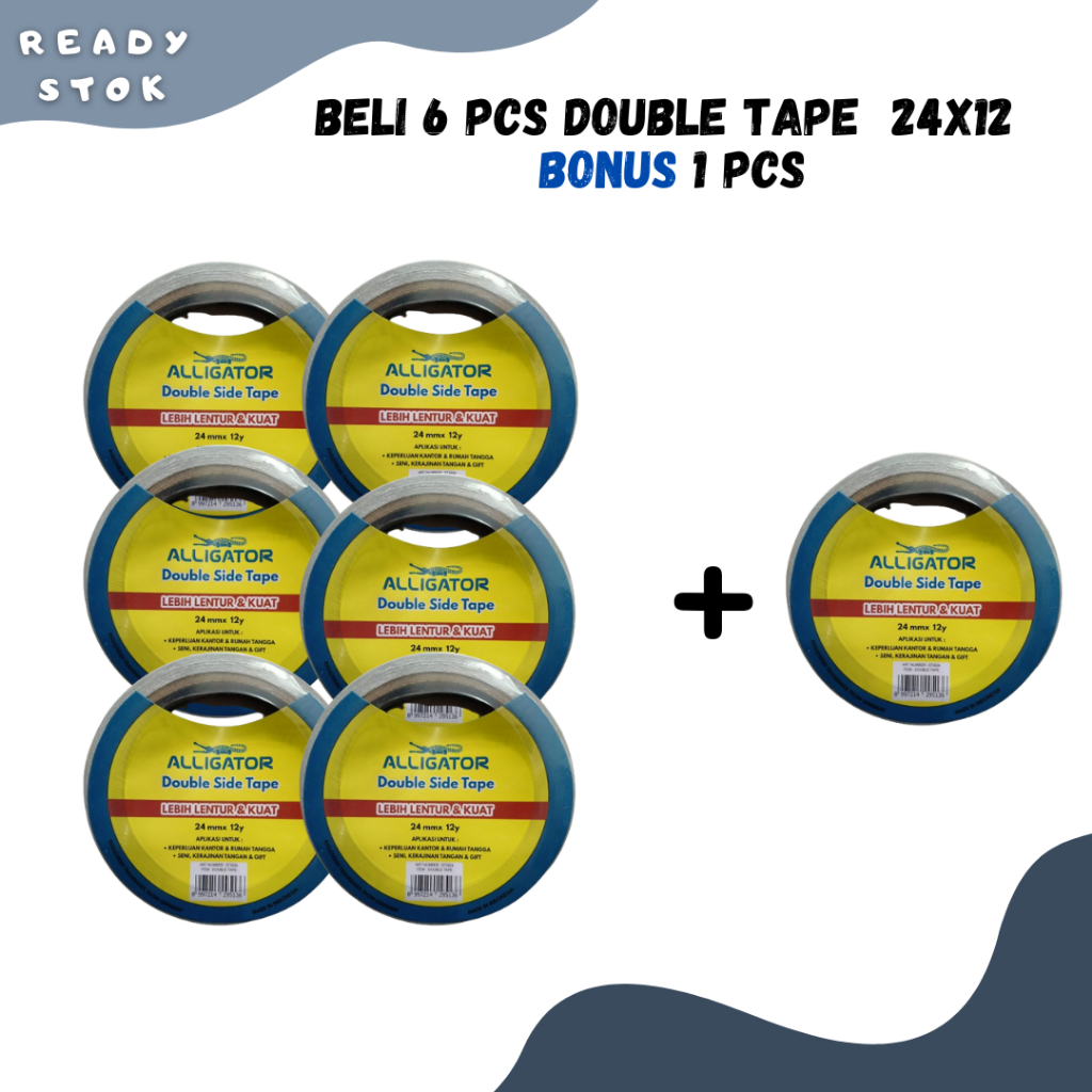 

BELI 6 GRATIS 1 / Double Tape Alligator 24mmX12Yards