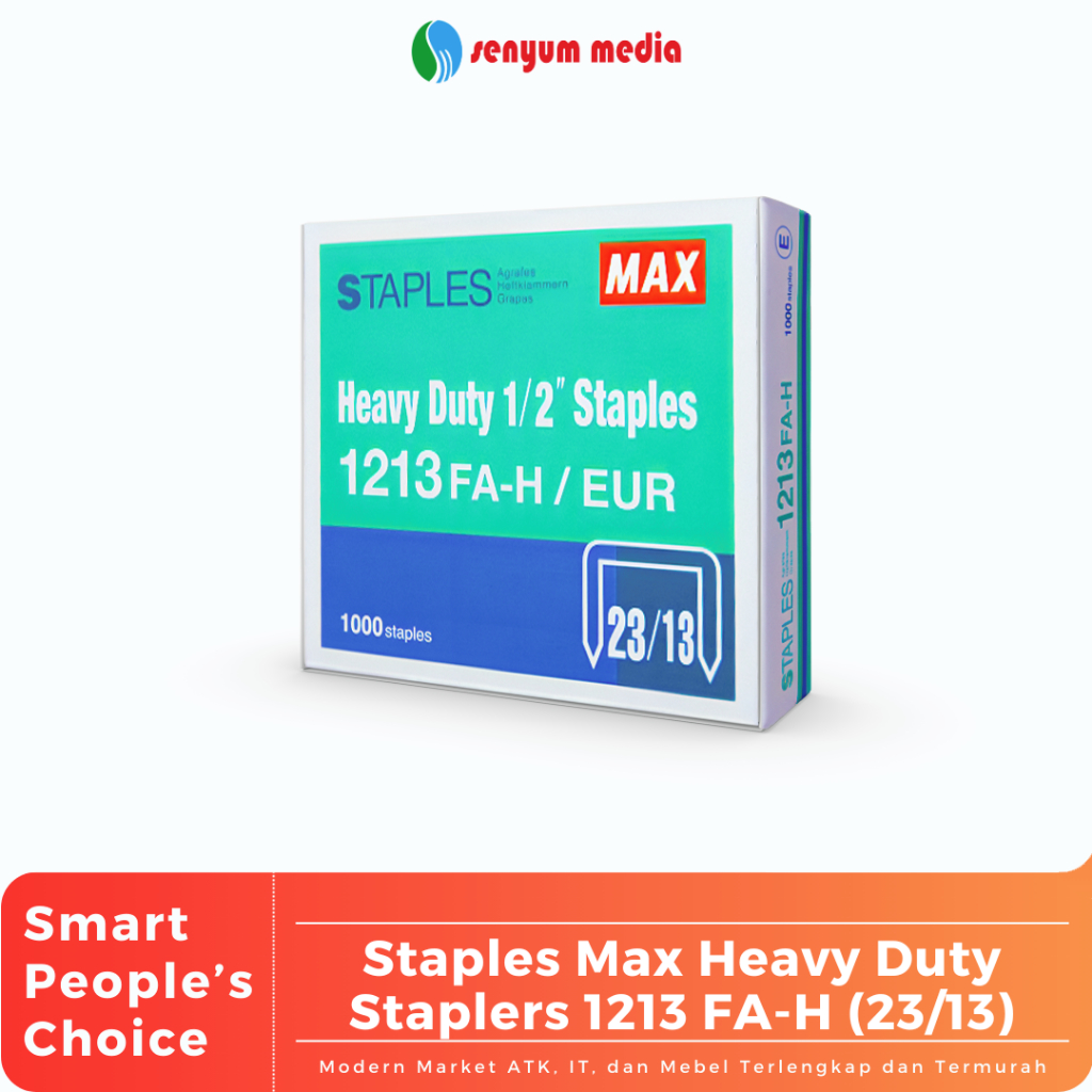 

Staples Max Heavy Duty Staplers 1213 FA-H (23/13) (1 Pak Isi 1000 Staples) (S:PAK)