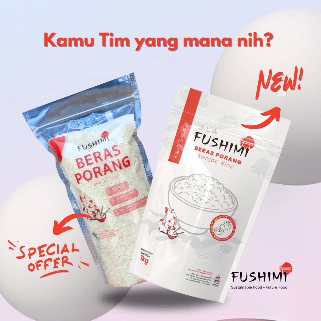 

FUSHIMI BERAS PORANG PREMIUM QUALITY 1kg beras instan rendah kalori shirataki