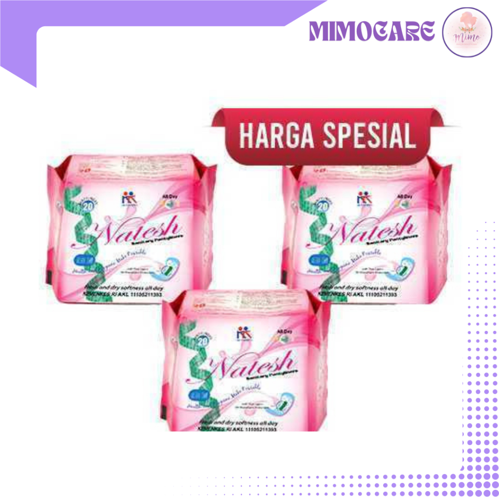 3 Pack Natesh Pantyliner | Pembalut Natesh | KK Indonesia
