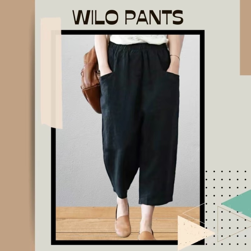 Celana Kulot Katun Uniqlo Pants Size Jumbo Bahan Cotton Twill Strech Premium Willow