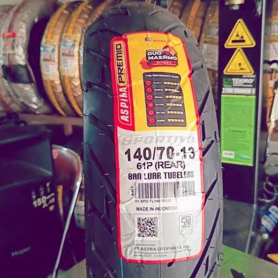 BAN LUAR ASPIRA PREMIO SPORTIVE 140/70-13 TUBELESS
