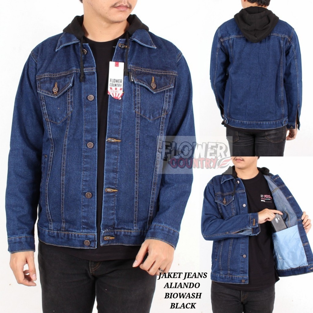 Jaket Jeans Hoodie Aliando Original Flower Country
