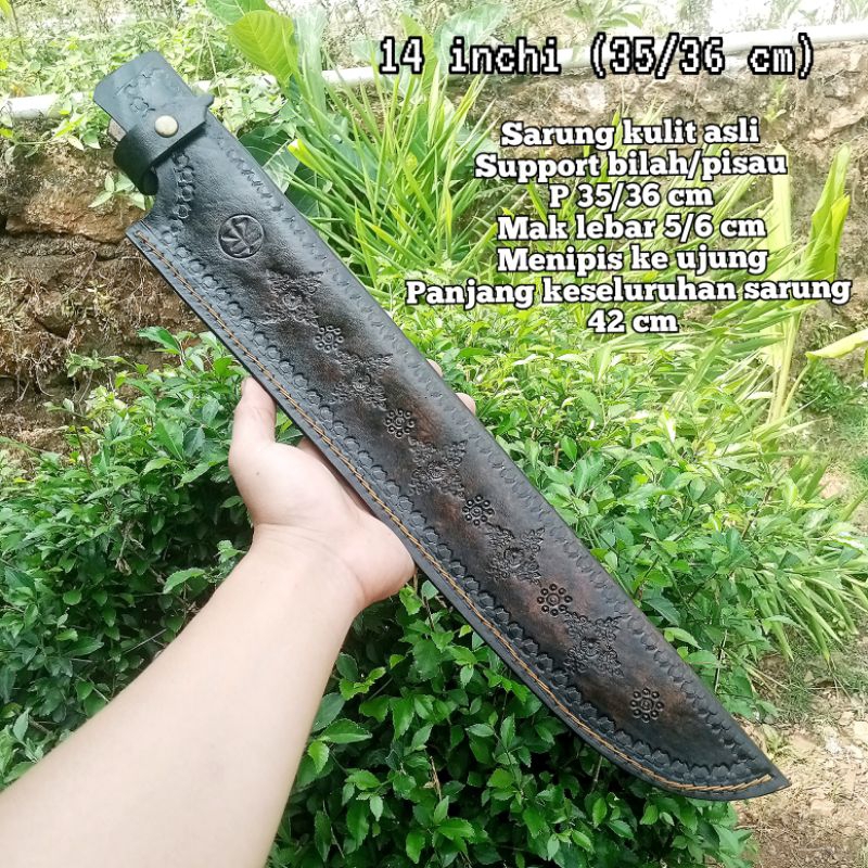 sarung pisau kulit asli 14 inchi 35 cm bilah lurus murah grosir