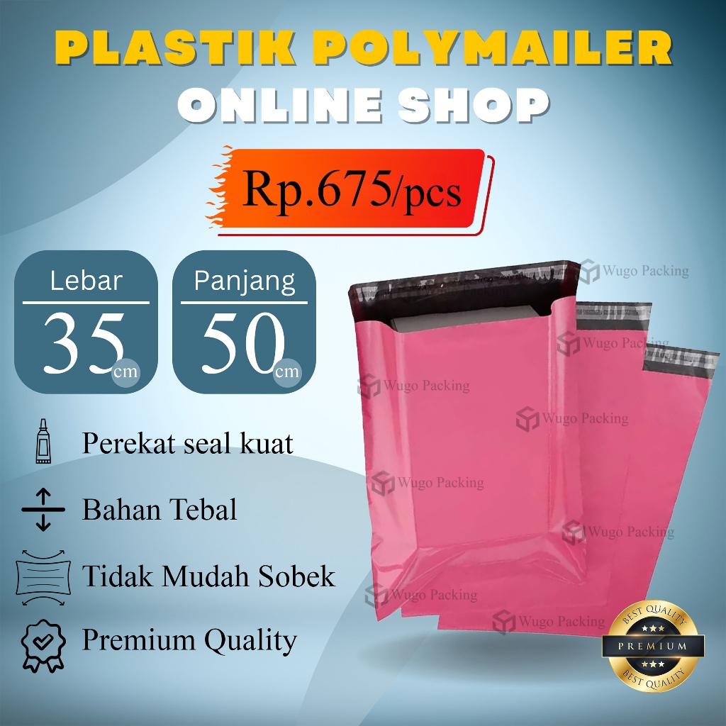 

35x50 kantong plastik polymailer Pink amplop packing online Merah Muda