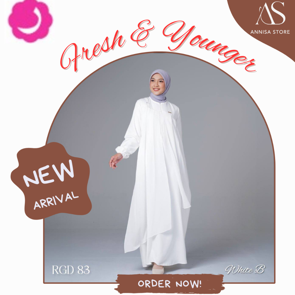 NEW ARRIVAL | BAJU GAMIS PUTIH WANITA RAUNA RGD 83 WHITE / BAJU GAMIS UMROH PUTIH RAUNAPRIDE RGD 83 
