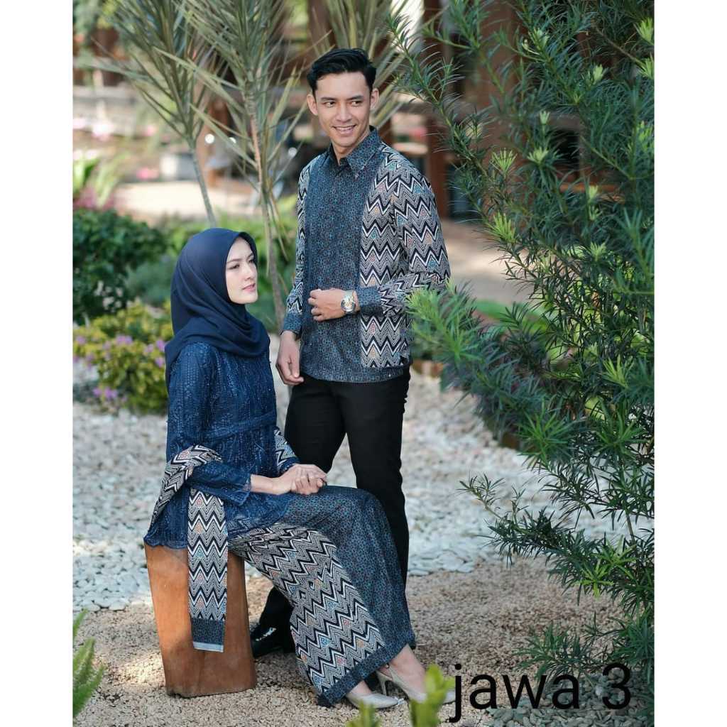 Batik Kebaya Modern Couple Pasangan Jawa 3 Brokat Tunangan Lamaran Kondangan Wanita Baju Batik Broka