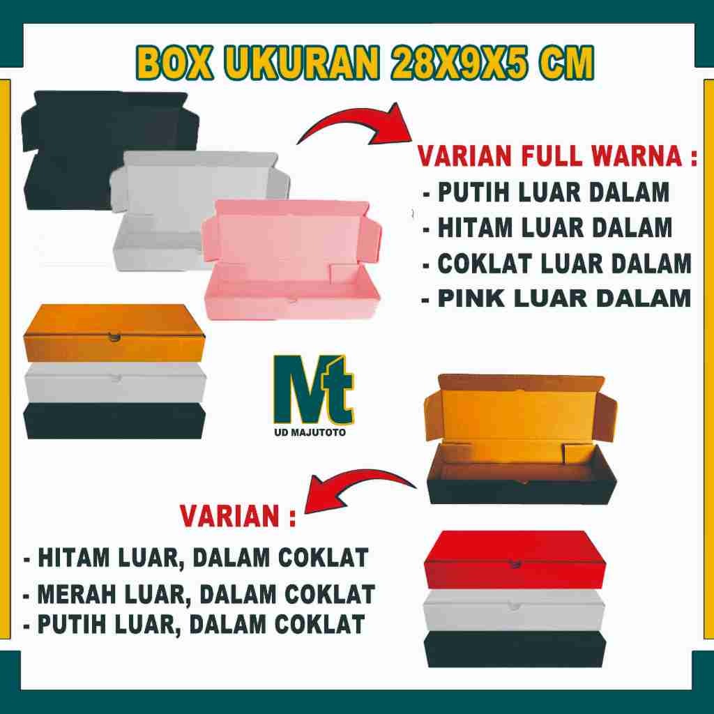 

(PAKET 5 PCS) Box 28x9x5 cm / Box Lipat Depan / Kardus Polos / Box Sarung