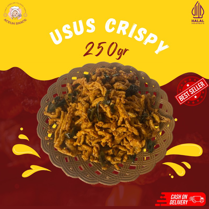 

keripik Usus Ayam Crispy Pedas Daun jeruk Kemasan 250 gr