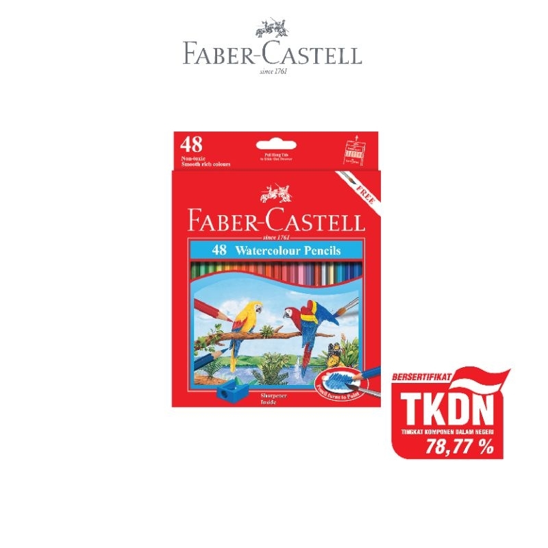 

Faber-Castell Pensil Warna Cat Air Watercolour Pencils set 48 Free Kuas