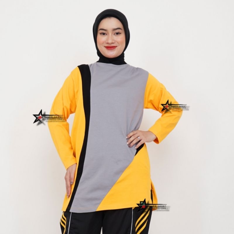 Ay00 Koas Seragam Olahraga Senam Wanita Model Tunik Muslimah / Atasan Baju Olahraga Senam Wanita