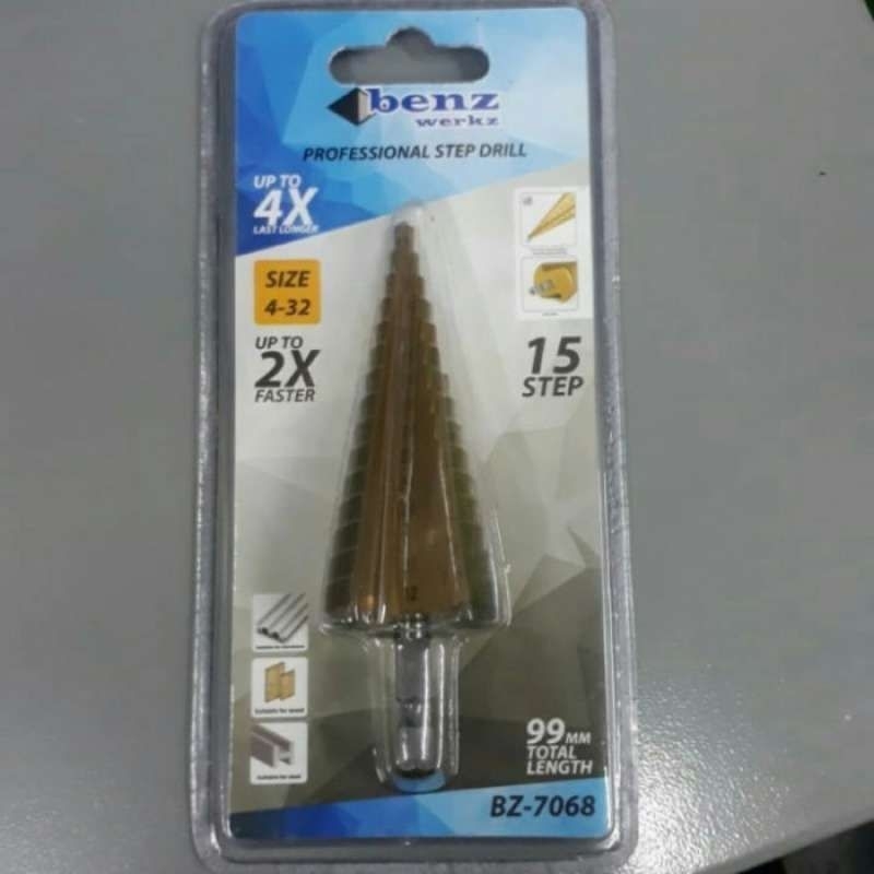 *BENZ -Mata Bor Besi Step Drill Pagoda Kerucut 4-32mm, 4-20MM