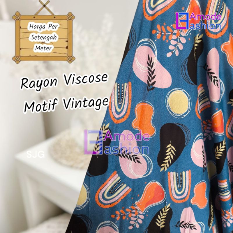 Kain Rayon Viscose Motif Vintage