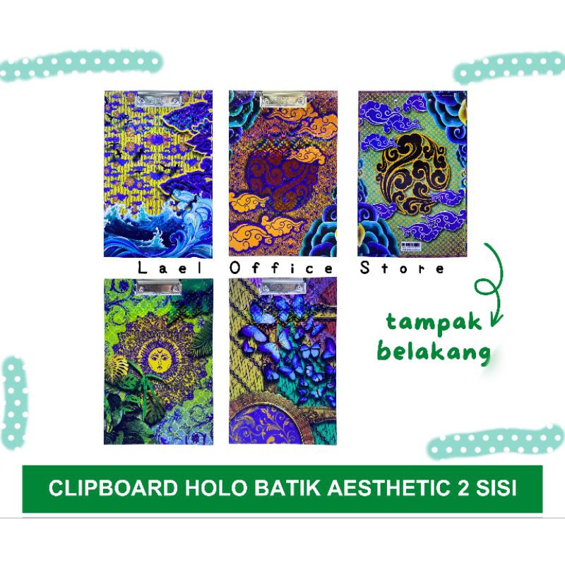 

Clipboard Papan Jalan Hologram Batik Aestetik/ Papan Ujian Batik Aestetik / Papan Dada Hologram Batik 2 Sisi