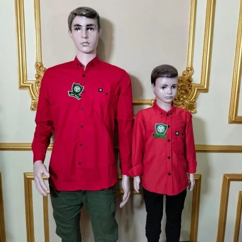 kemeja polos lengan panjang couple ayah dan anak