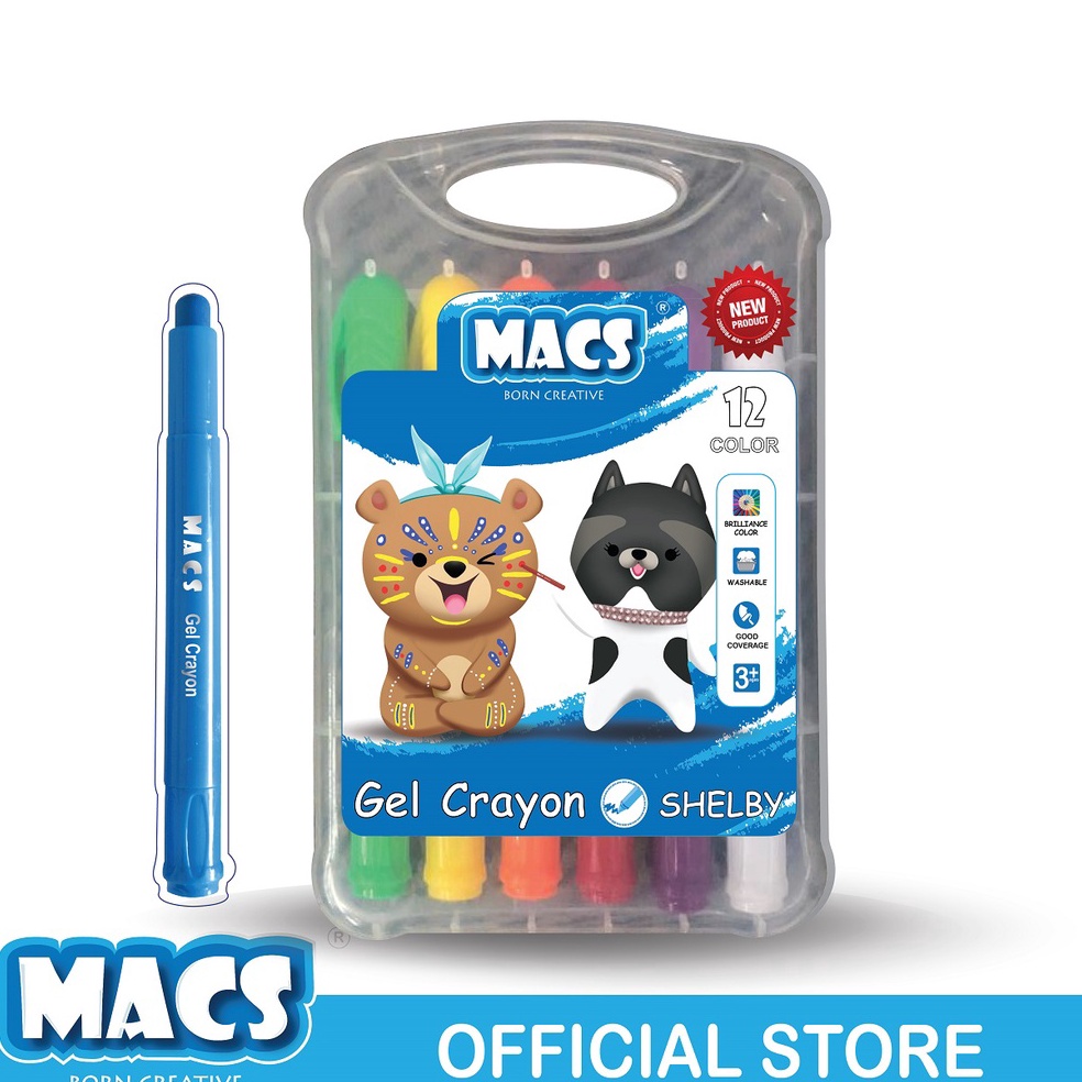 

KODE O56O MACS Gel Crayon 12 Warna Colors