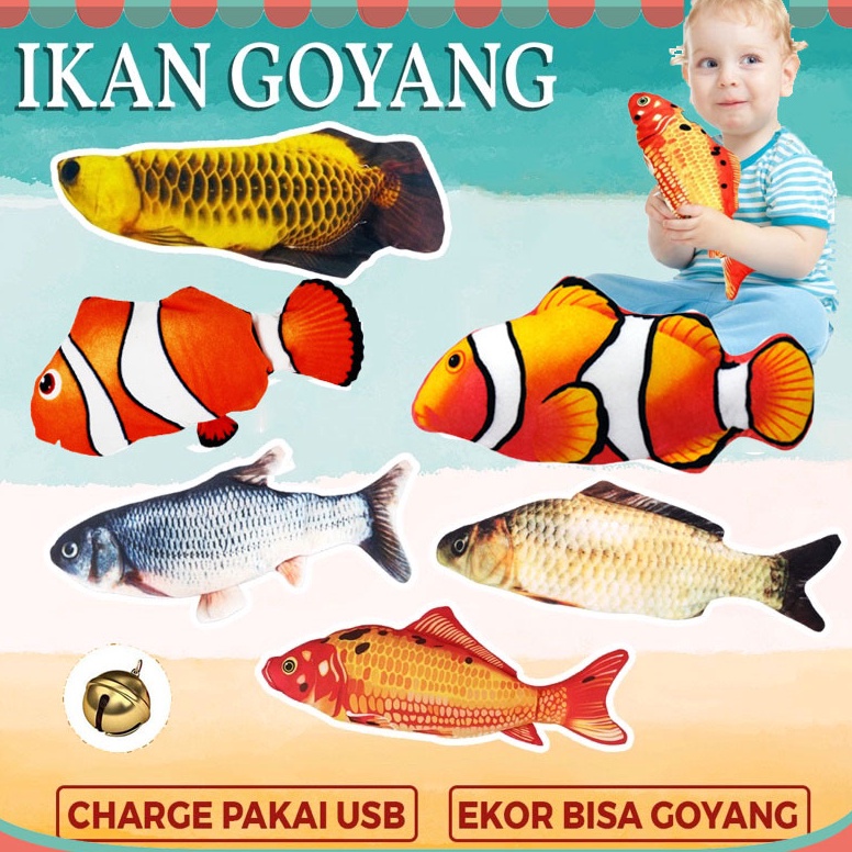 KODE J74P Mainan Anak  Mainan ikan goyang tiktok mainan simulasi ikan loncat elektrik Lucu joget ika