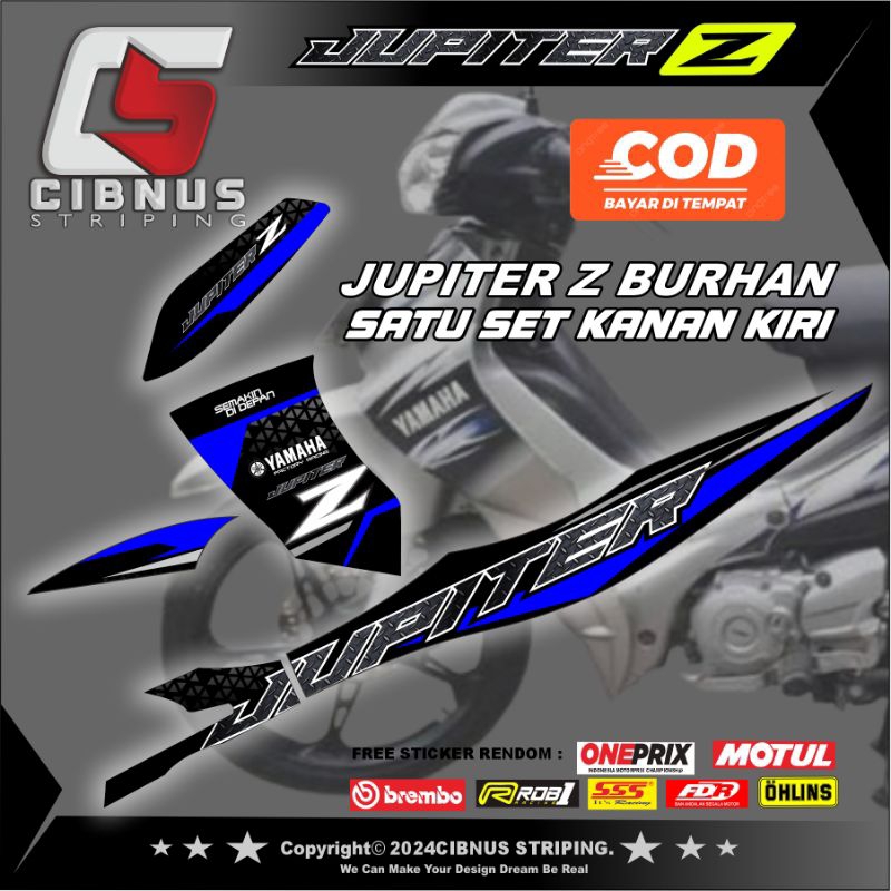 STIKER MOTOR STRIPING YAMAHA JUPITER Z LAMA BURHAN  STICKER MOTOR SETRIPING LIST VARIASI JUPITER Z B