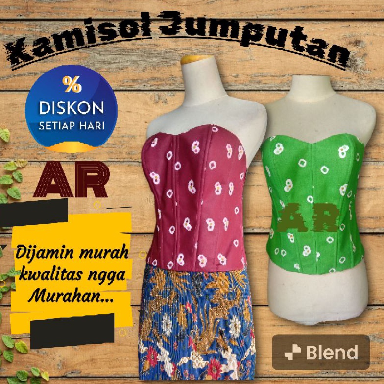 KODE T13L Kamisol jumputanLongtorsobustierKemben batik jumputan