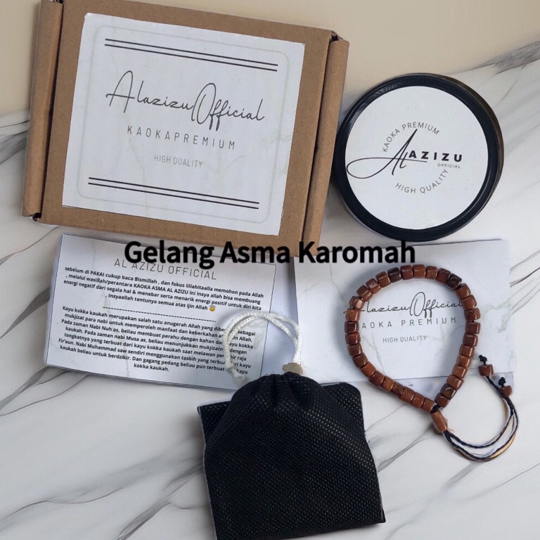 KODE D58Z Gelang Asma Karomah Kaokah Marjan Coklat Dewasa 33 Butir Asli Kayu Koka Kokka Kaoka Kokah 
