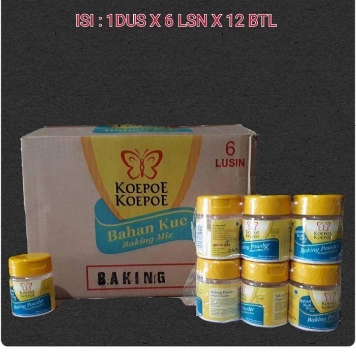 

Koepoe" Baking Powder 45gr per karton (1dus isi 72btl (6 lusin))