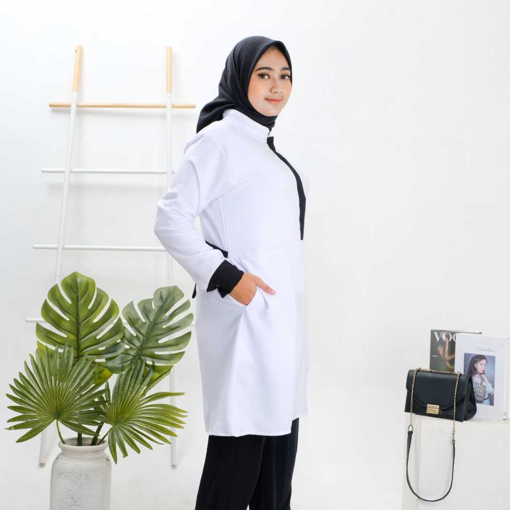HUMAIRAH BAJU PUTIH WANITA TUNIK SERAGAM PNS / GURU/ PEMDA ATASAN WANITA TERBARU TUNIK PUTIH