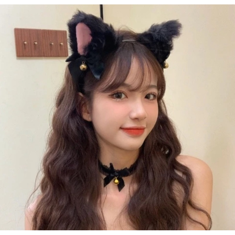 Bando Telinga Kucing Nekomimi / Bando Bell Kucing Cosplay / Bando Kucing Wanita / Cosplay Furry Head
