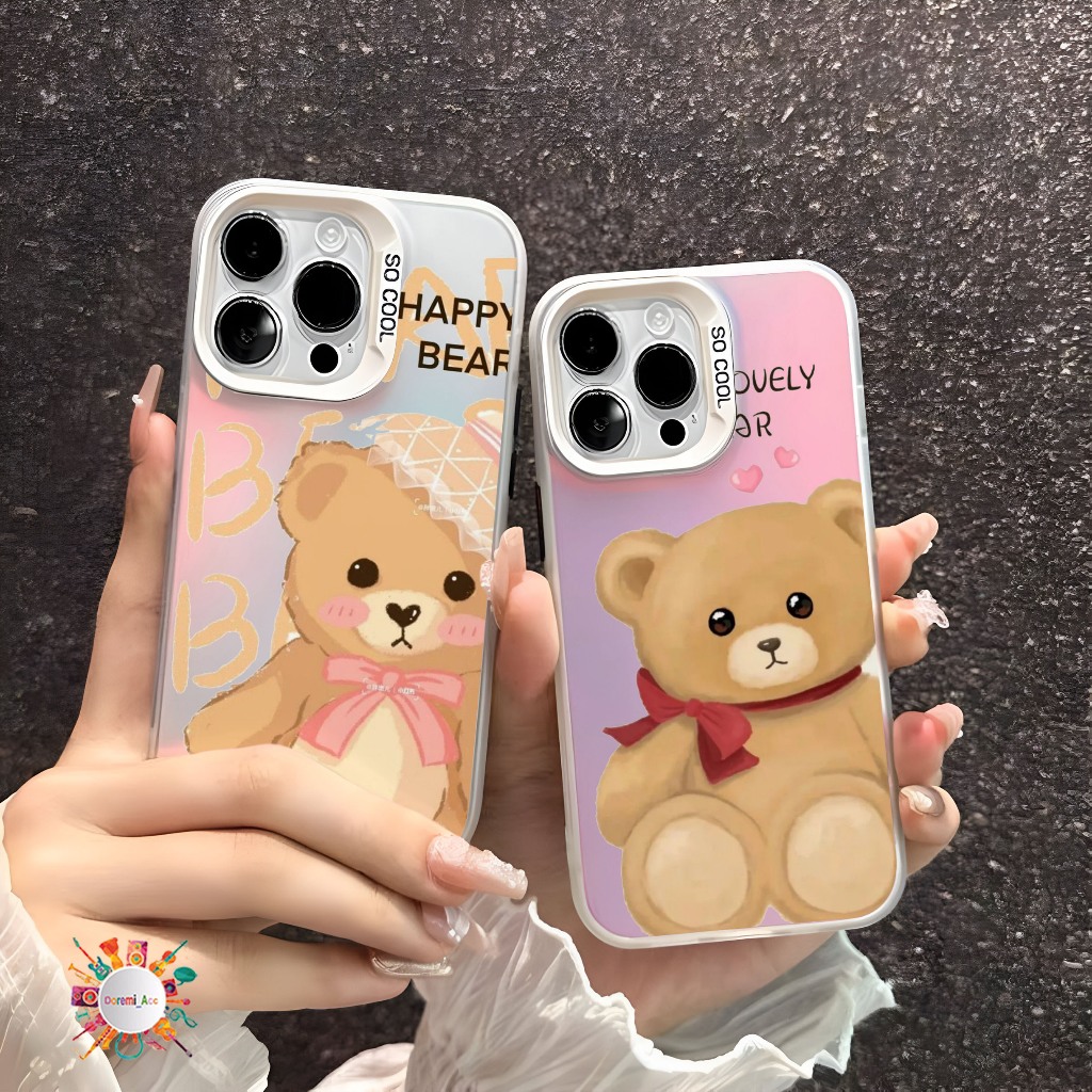 CASING IMD GLOSSY RAINBOW GRADASI CUSTOM BERUANG LUCU UNTUK RENO 4 4F 5 5F C51 C53 C55 Y91C V25 V25E
