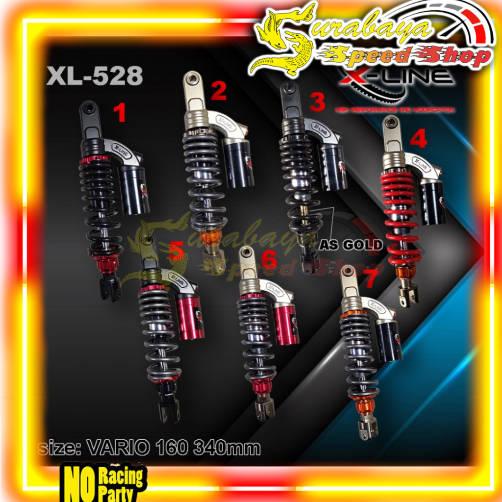 X-Line Shock Shockbreaker Belakang Tabung Atas Tipe 528 Honda Vario 160 Ukuran 340MM Original 100%
