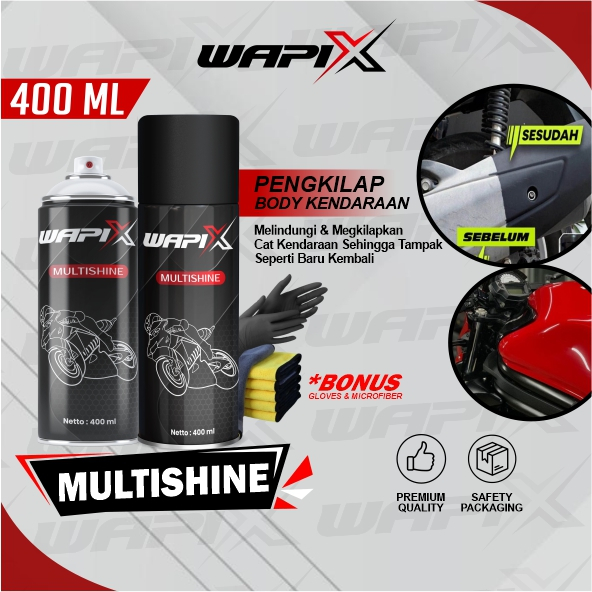 WAPIX - MULTISHINE - Pengkilap Body Motor Instan & Penghitam Body Motor