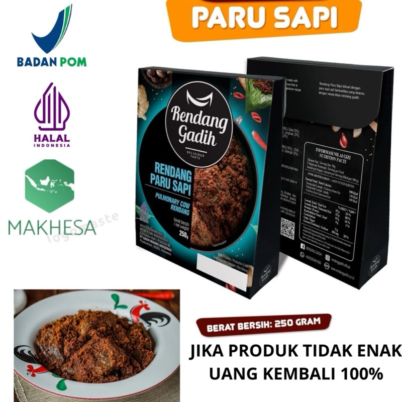 

Rendang gadih - rendang paru sapi basah instan