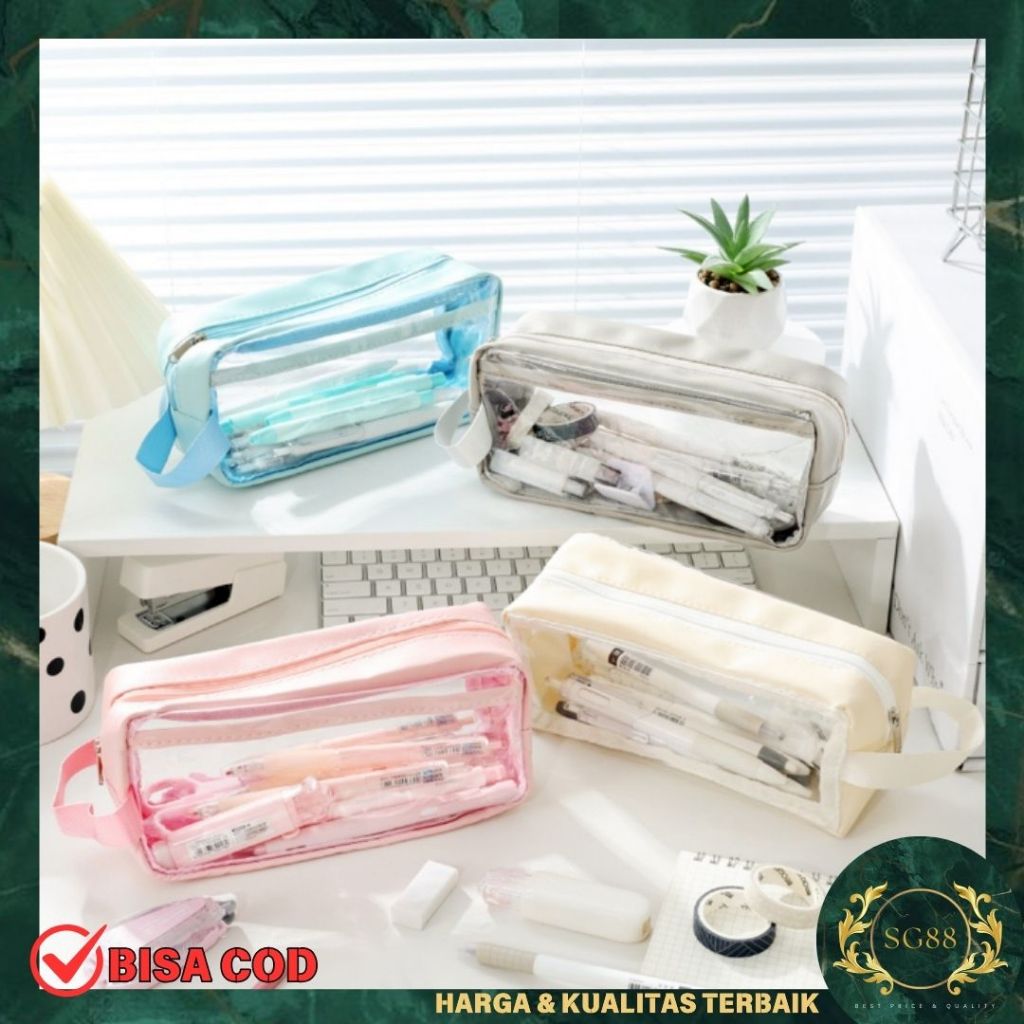 

SG9 - Kotak Pensil Transparan Tempat Pensil Alat Tulis Aesthetic Tempat Pensil Polos