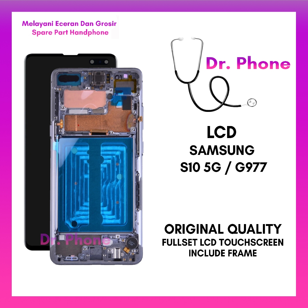 Best Seller  LCD Samsung S10 5G / LCD Samsung G977 FINGER PRINT INCLUDE FRAME Fullset Touchscreen - 