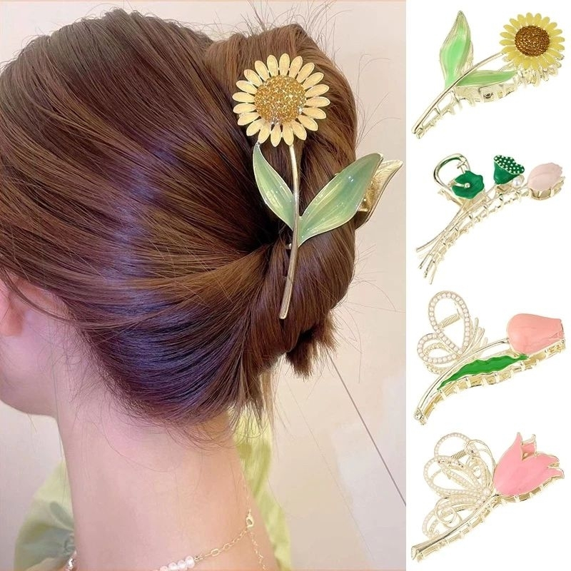 Jedai Rambut gold Korea Bahan Alloy Motif Bunga