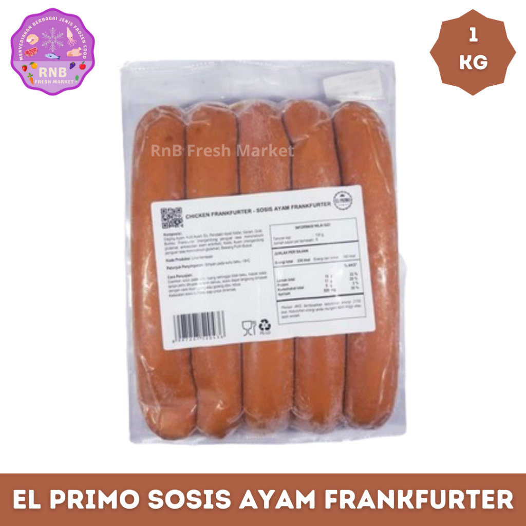 

El Primo Sosis Ayam Frankfurter Netto 1 Kg