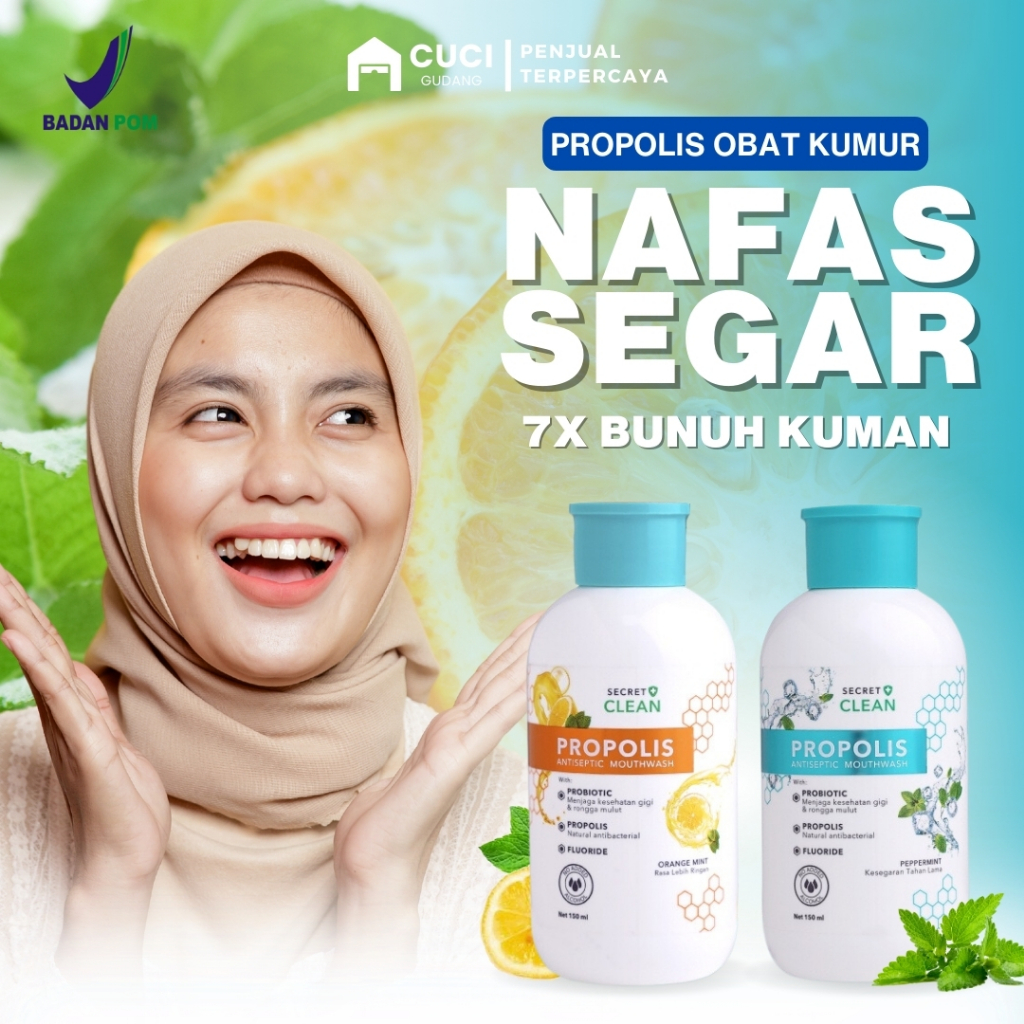 [ORIGINAL] Propolis Antiseptic Mouthwash - Propolis Obat Kumur Mouthwash Secret Clean Pembersih