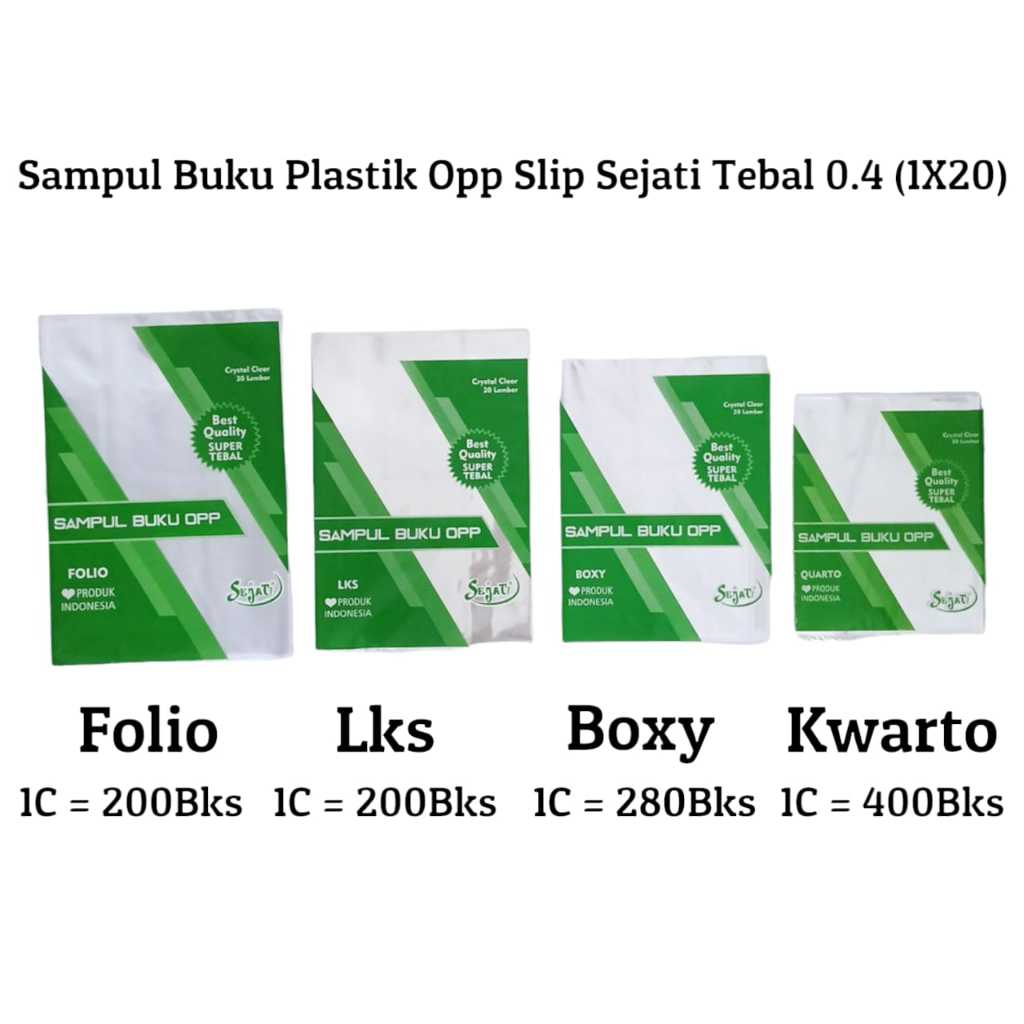 

Sampul Buku Tulis Plastik OPP Slip Murah Kuarto Boxy LKS Folio