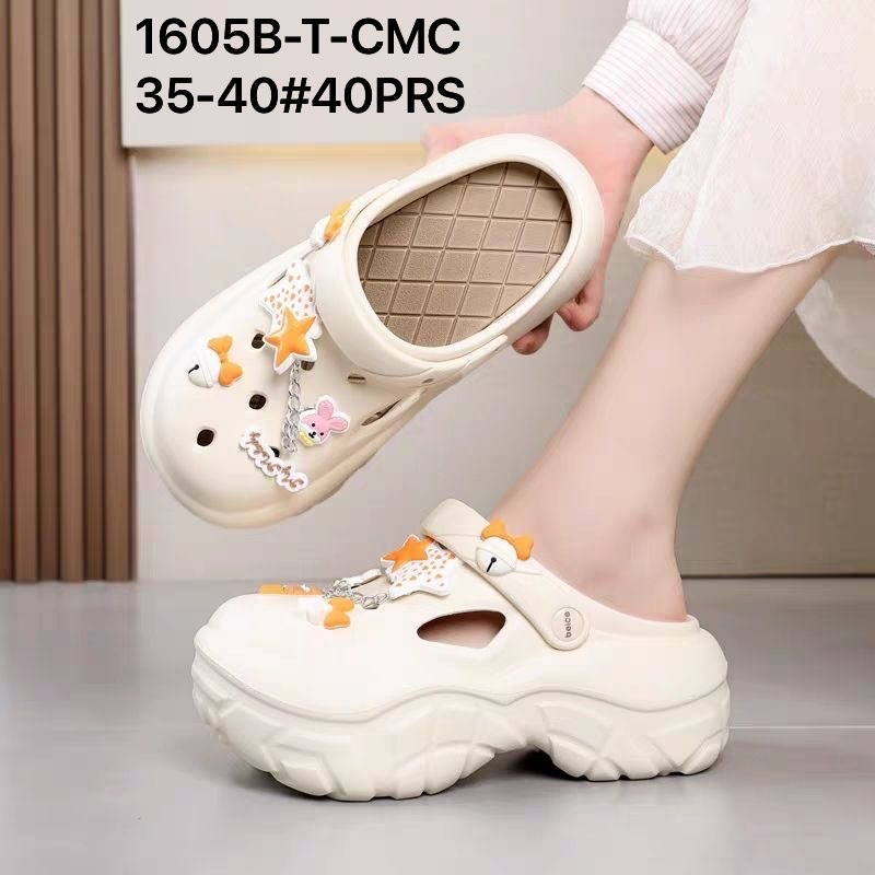 Gamaliel - Sandal Baim Wedges Jibbitz Bintang Orens Rante Tinggi 8 cm | Sandal Baim Wanita Wedges Wa