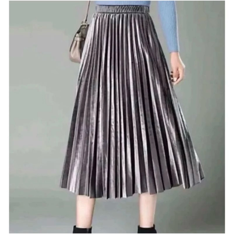 ROK PLISKET BLUDRU IMPORT 7/8 PREMIUM/ ROK PLISKET BLUDRU VELVET PENDEK/ROK PLISKET KOREAN STYLE