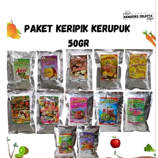 

KENDEDES FRUIT PAKET KERIPIK BUAH 7 PCS + KERUPUK BUAH 5 PCS (50GR)