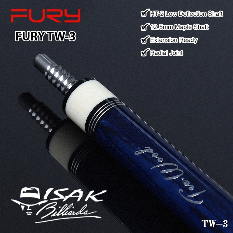 Fury TW-03 Maple Pool Cue - 12.5 mm - Billiard Stick Stik Biliar Bilyar