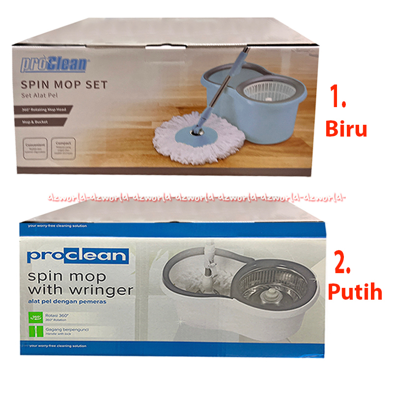 Proclean Spin Mop Set With Wringer Alat Pel Berputar Biru Muda Putih Pro Clean MOP Pel Lantai Tekan 