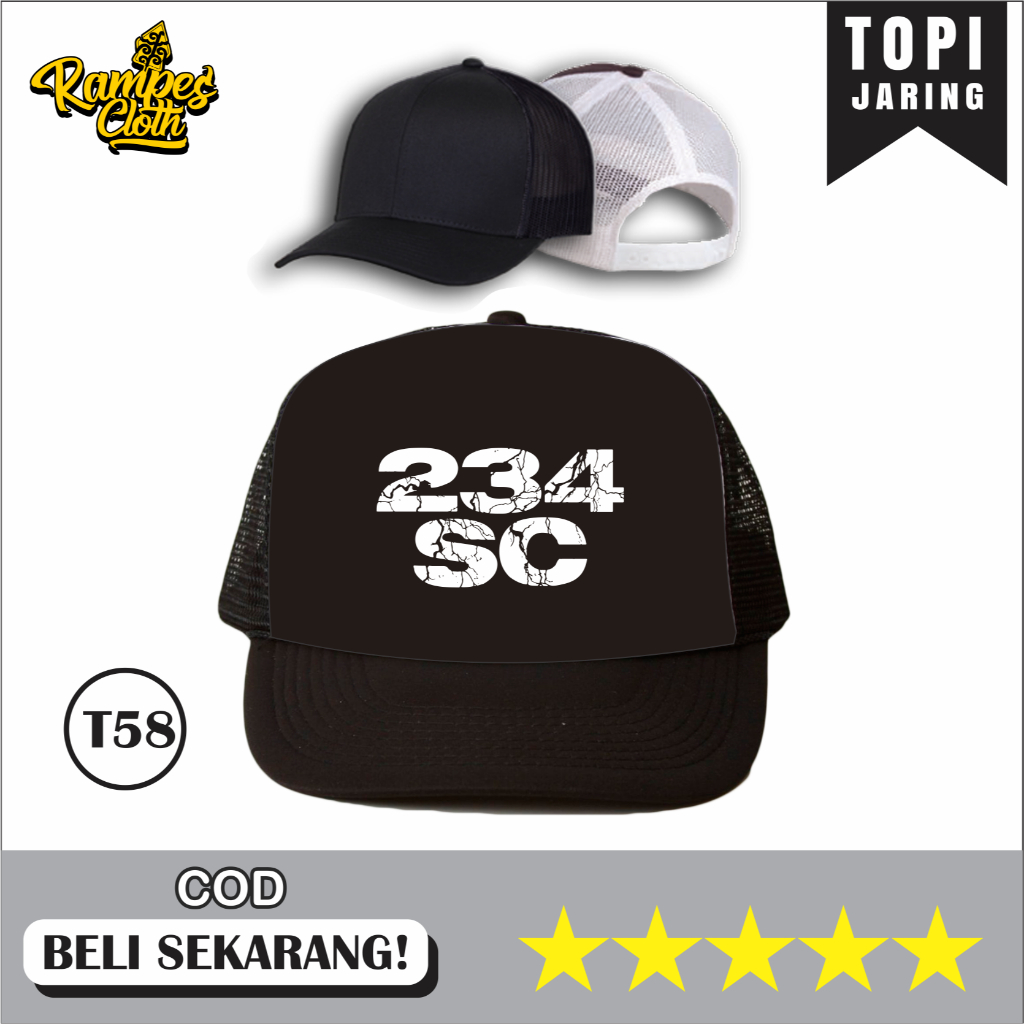 TOPI TRUCKER PRIA DESAIN 234SC hitam/putih - TOPI JARING DISTRO KUALITAS PREMIUM T58