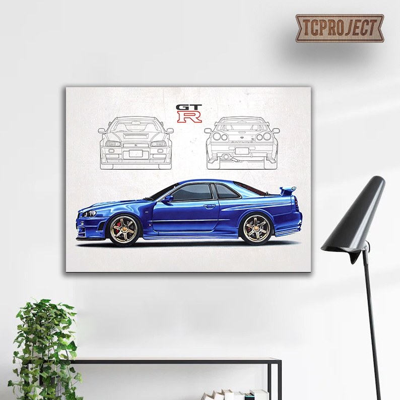 NISSAN SKYLINE GT-R (R34) Poster Kayu Dekorasi Dinding wall decor (40x30)